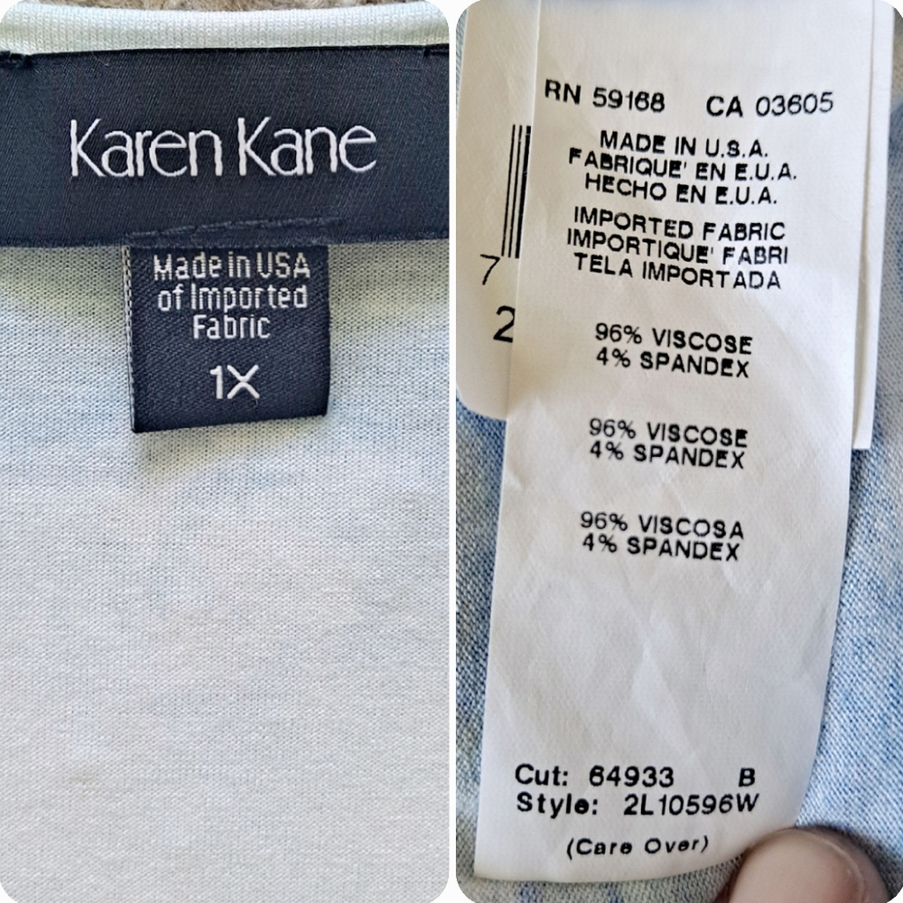 SOLD Karen Kane abstract art to wear boats on ocean stretchy blouse top size 1X - Picture 14 of 15